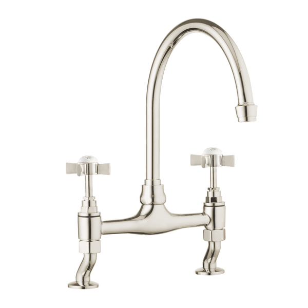 Traditional Kitchen Bridge Mixer Tap - Metal Levers