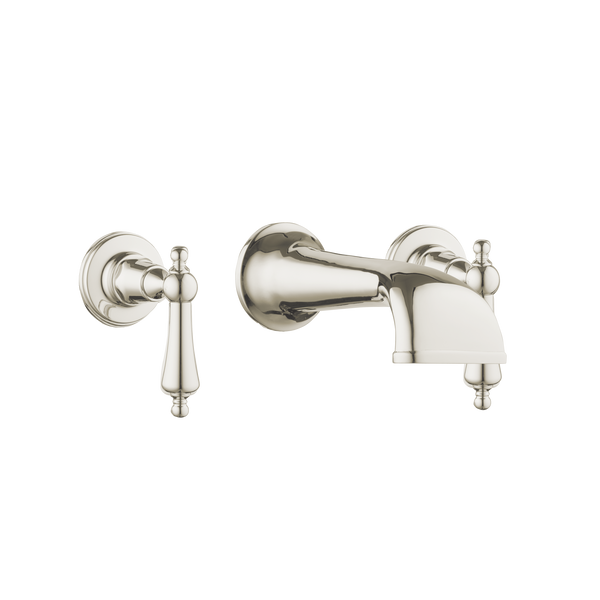 Heritage Basin Three Hole Set with Concealed Spout - Porcelain Levers